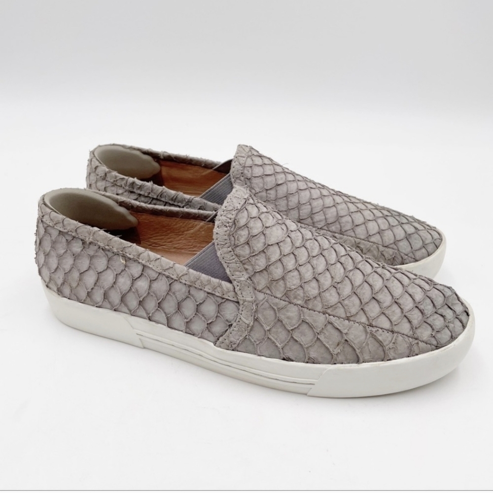 Joie Kidmore Snake Croc Embossed Leather Slip Ons